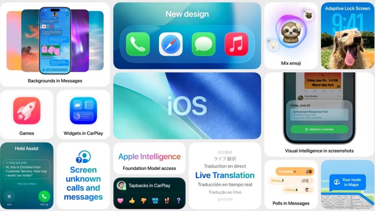 iOS 26 正式推出:全新圆角精简玻璃设计,内建App整合更多AI辅助功能